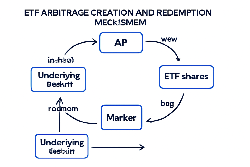 Illustration of ETF creation and redemption mechanism driving arbitrage
