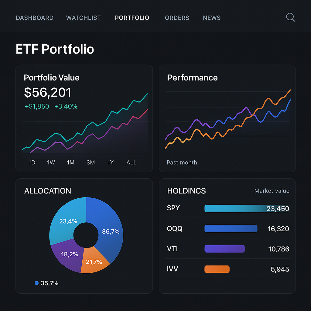 XTB's xStation platform interface for ETF investing