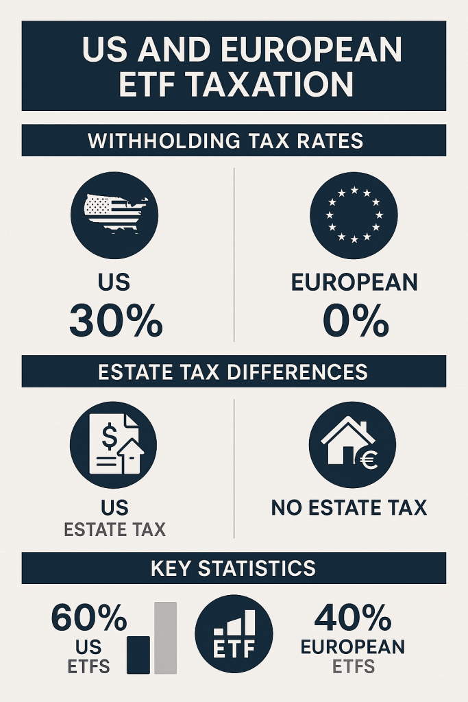 US vs European ETF taxation comparison infographic